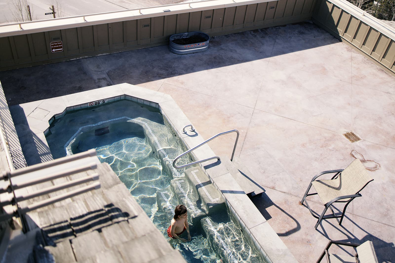 Aerial view of the gorgeous pool at Teton Mountain Lodge