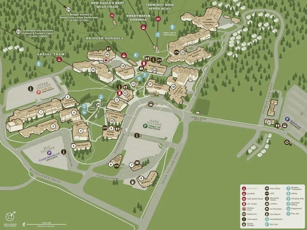 A map of Teton Mountain Lodge and area