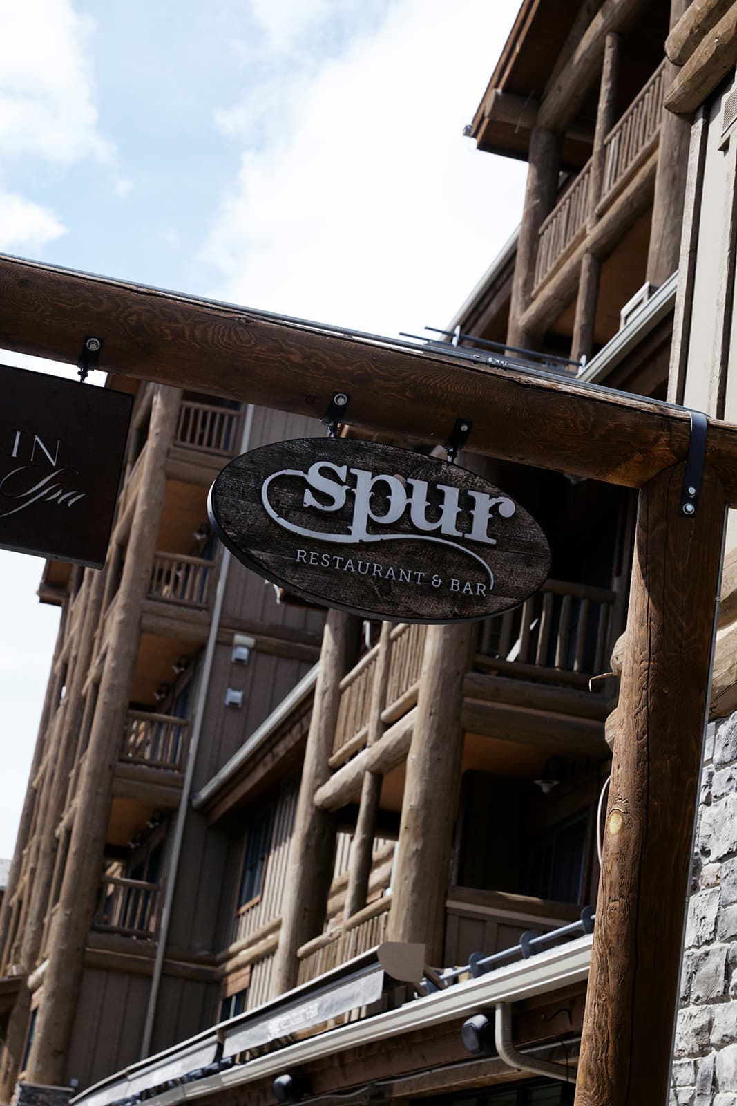 Spur Restaurant and Bar sign outside Teton Mountain Lodge