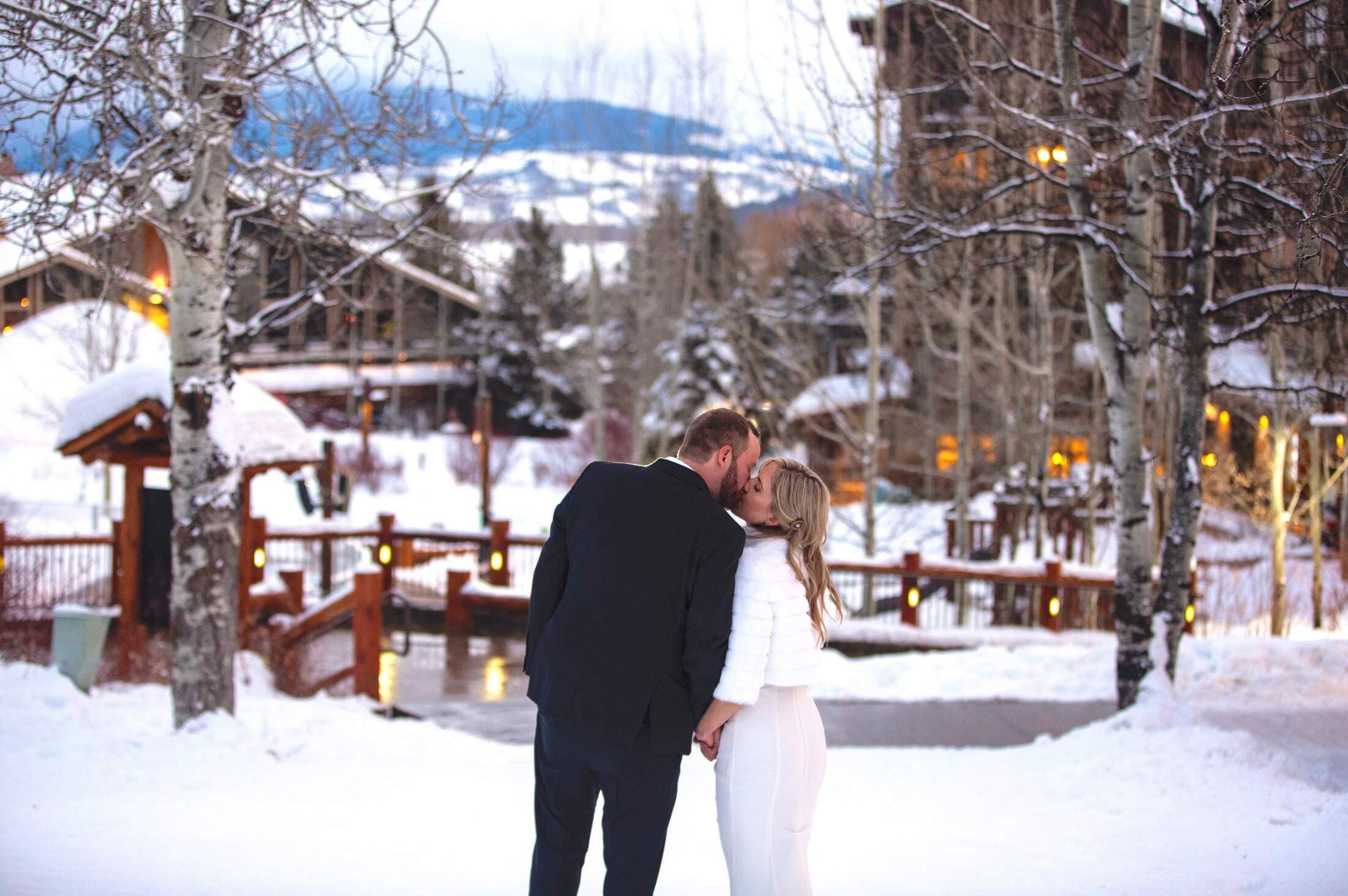 Teton Village Bride and Groom in Winter